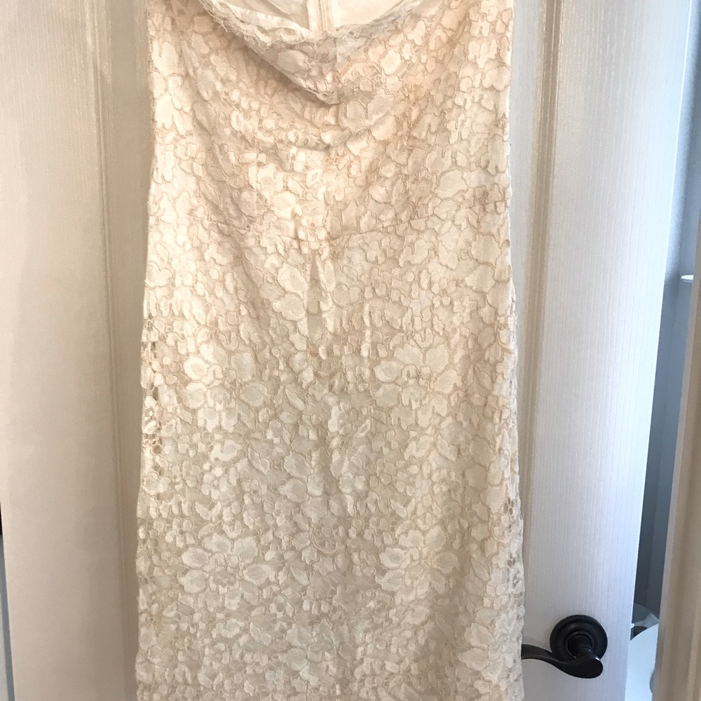 Zara cream lace strapless dress